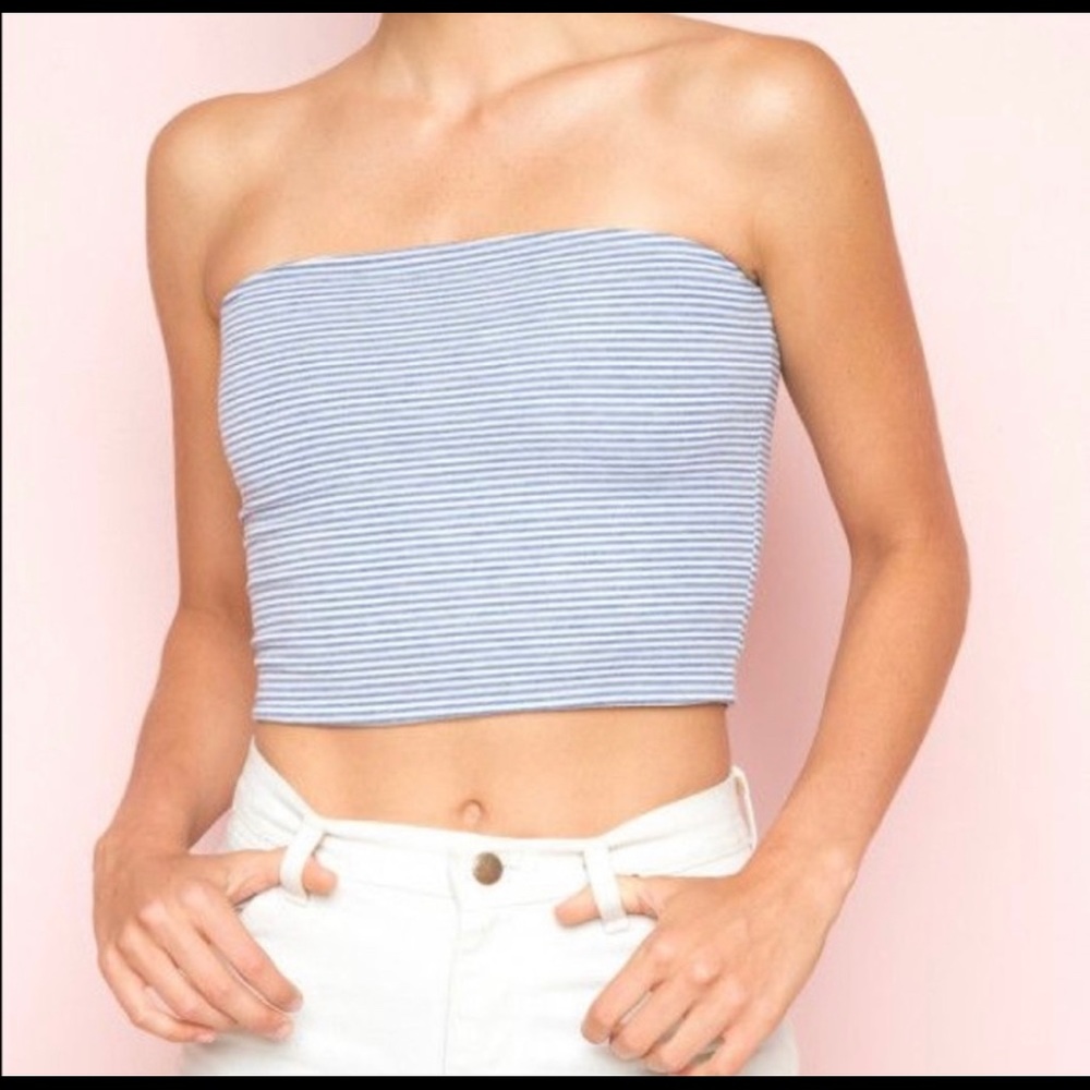 Blue and white striped Brandy tube top
